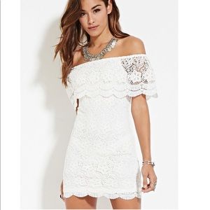 Gorgeous White Lace Off Shoulder Bodycon Dress Bachelorette Bridal Vacation